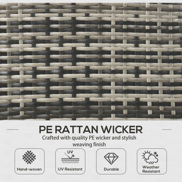 Outsunny 6 Piece Patio Furniture Set with Patio Chairs, Ottomans, Sofa, Glass Top Table and Cushions, Wicker Rattan Outdoor Furniture Set for Backyard, Porch, Grey