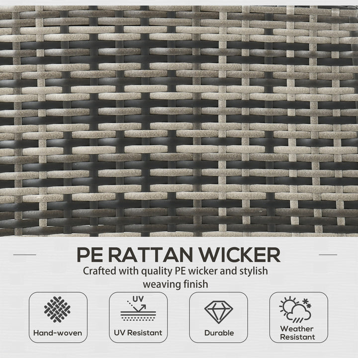 Outsunny 6 Piece Patio Furniture Set with Patio Chairs, Ottomans, Sofa, Glass Top Table and Cushions, Wicker Rattan Outdoor Furniture Set for Backyard, Porch, Grey