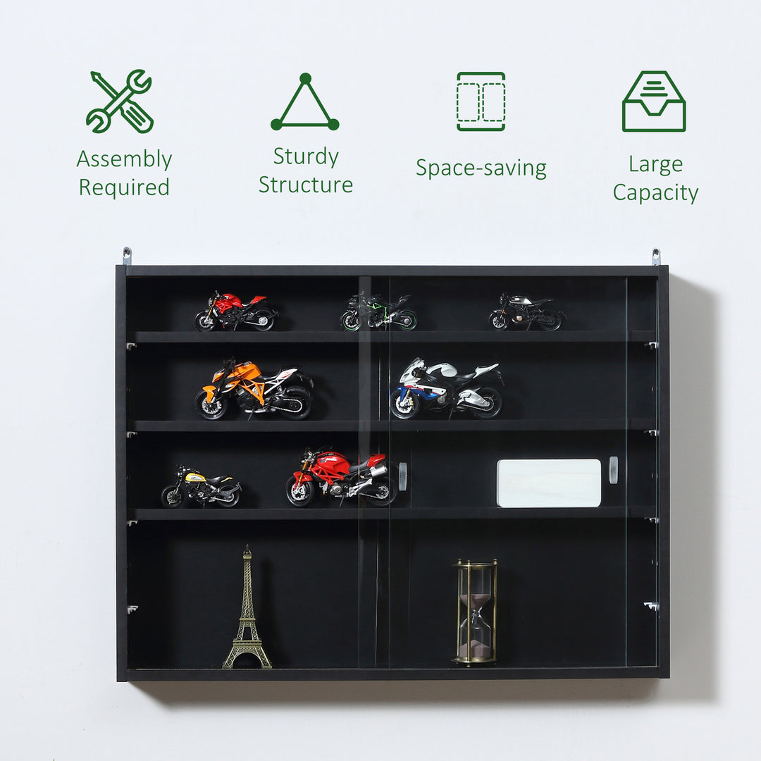 HOMCOM 5-Tier Display Cabinet, Shot Glass Display Case, Glass Curio Cabinet with 2 Glass Doors and 4 Adjustable Shelves, Black