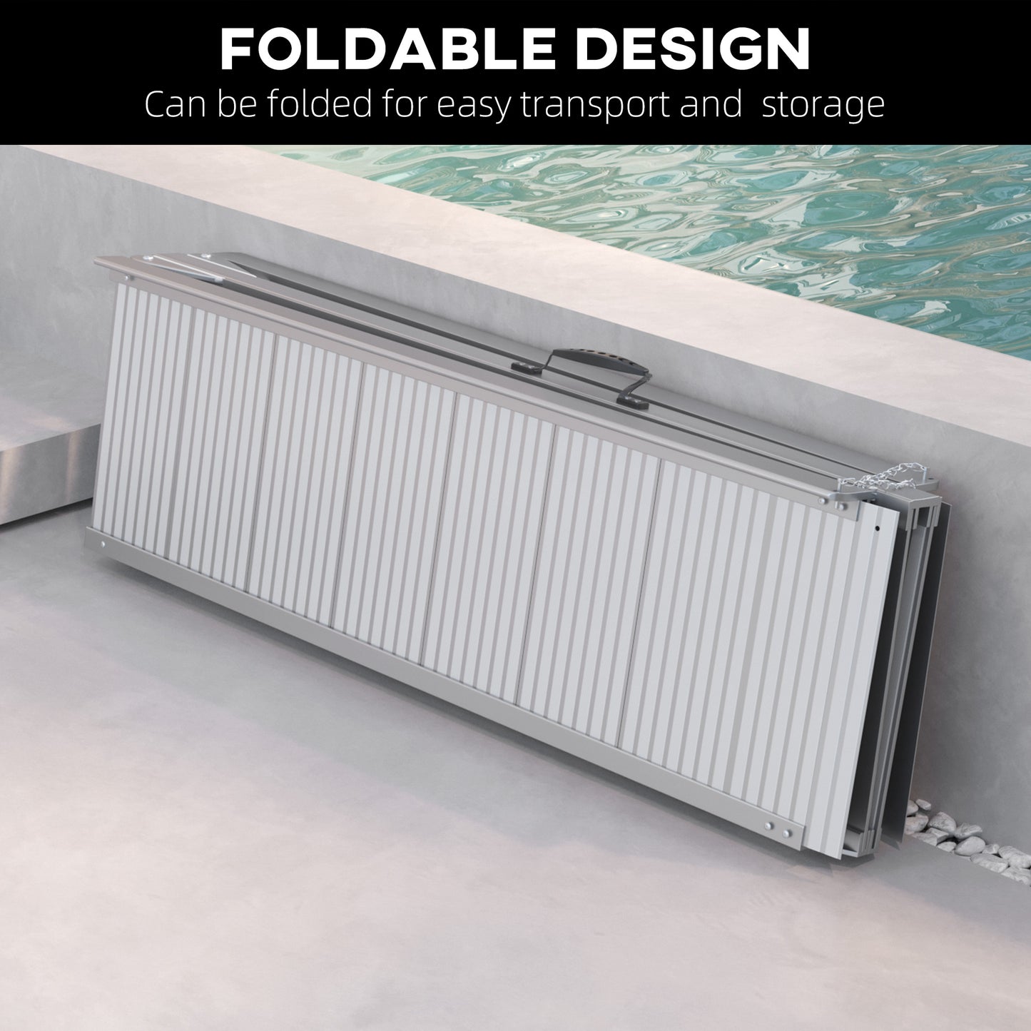HOMCOM Textured Aluminum Folding Wheelchair Ramp, Portable Threshold Ramp 2', for Scooter Steps Home Stairs Doorways
