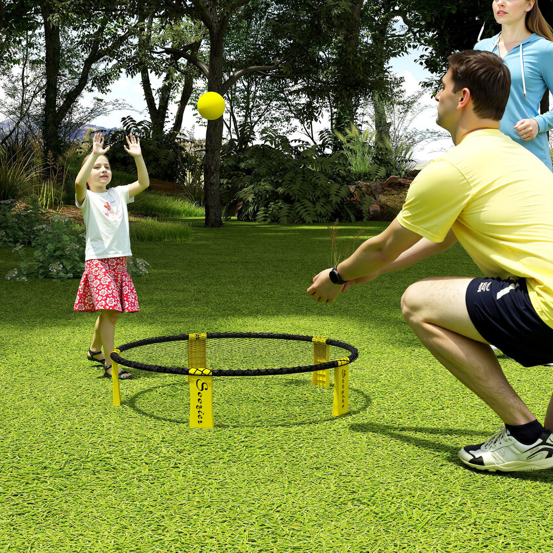 Soozier Spike Ball Game Set, Mini Beach Games Set w/ Roundnet, 3 Balls, Pump, Carrying Bag, Portable Outdoor Games for Families