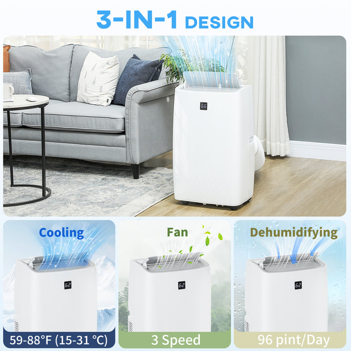 HOMCOM 12000 BTU Portable Air Conditioner, AC Unit with Cool, Dehumidifier, Fan, 550 Sq. ft, 24H Timer On Off, Window Kit