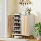 HOMCOM Shoe Storage Cabinet for 15 Pairs, Freestanding Shoe Cabinet with Doors and Adjustable Shelves for Hallway, Oak