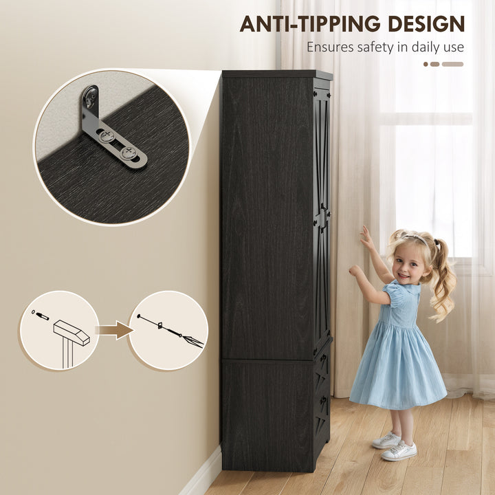 HOMCOM Farmhouse Kitchen Pantry Storage Cabinet, 64" Freestanding Kitchen Pantry Cabinet with Drawers, Distressed White