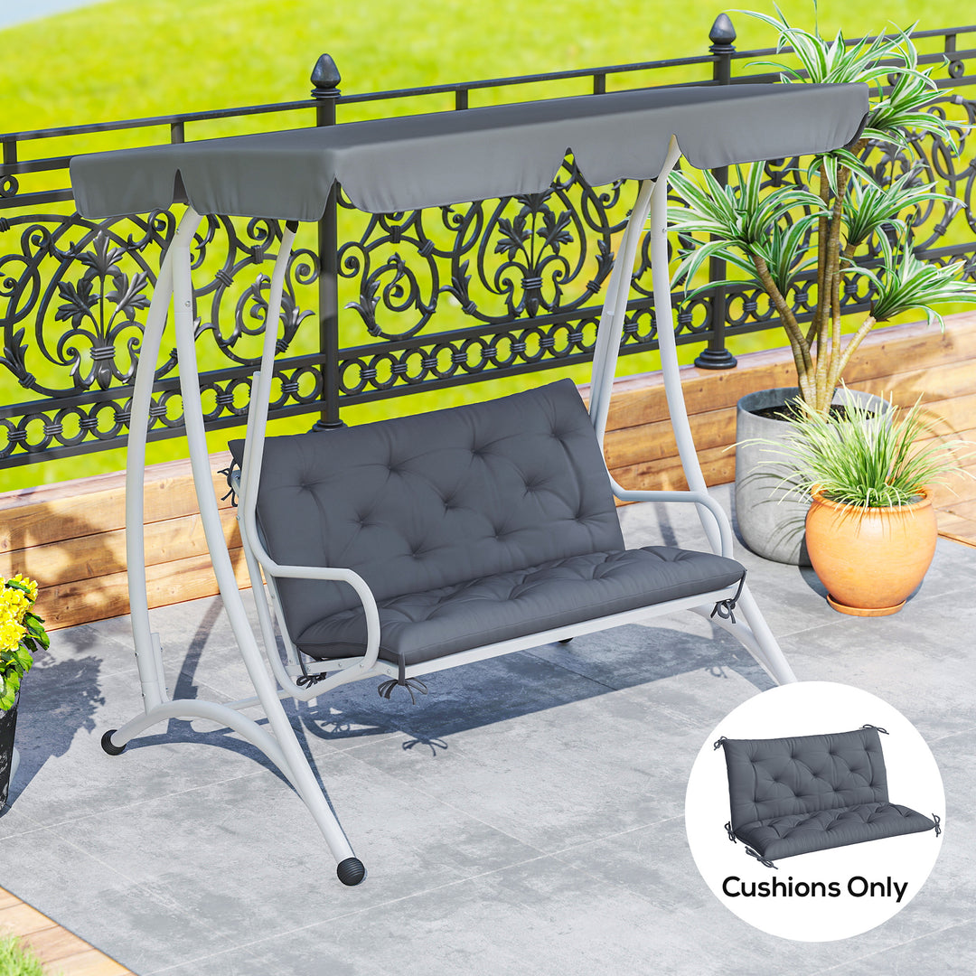 Outsunny Porch Swing Cushion Garden Bench Cushion with Backrest, Non-Slip 2-seater Soft Pad, Swing Chair Mat Replacement for Indoor and Outdoor, 39.4" x 38.6", Dark Grey