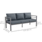 Outsunny Aluminum Garden Sofa, 3-Person Outdoor Couch, Backyard Furniture for 3-person with Cushions, 72.8" x 26" x 25.2", Grey