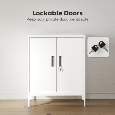 HOMCOM Office Storage Cabinet with Lock, Filing Cabinet with Adjustable Shelves and Doors for Home Office, Garage, White