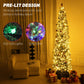 HOMCOM 9ft Prelit Pencil Artificial Christmas Tree, Flocked Xmas Tree with Remote, Dual Colour LEDs, 895 Tips, Metal Stand
