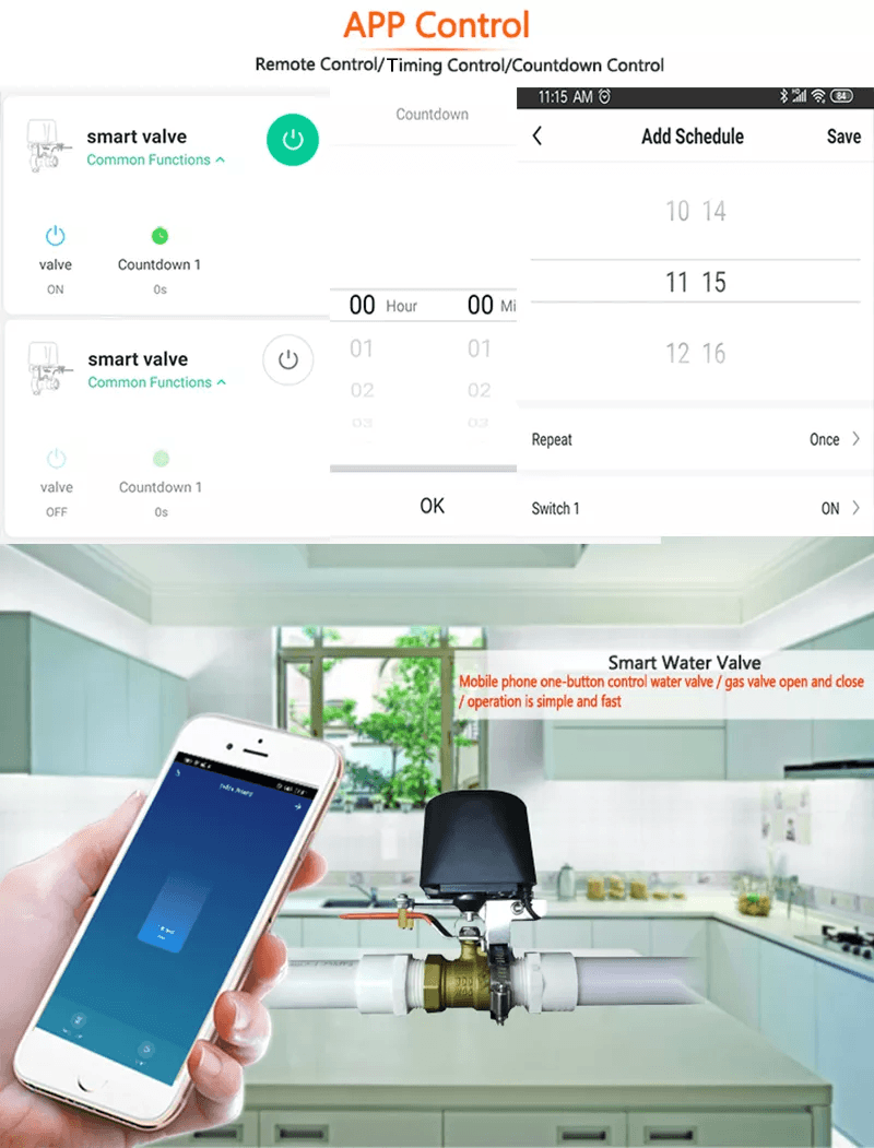 Glomarket Smart Tuya Pull Ring Clutch Manual Control Valve Wifi Controller Water Valve System Work with Alexa Google