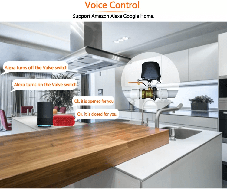 Glomarket Smart Tuya Pull Ring Clutch Manual Control Valve Wifi Controller Water Valve System Work with Alexa Google voice control setup.