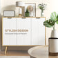 HOMCOM Modern Sideboard and Buffet, Dining Room Cabinet with Adjustable Shelves for Kitchen, Living Room, Natural