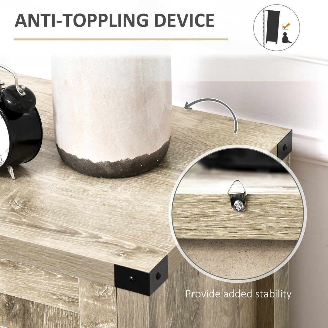 HOMCOM Farmhouse Kitchen Storage Cabinet, Sideboard Buffet Cabinet with 2 Rustic Barn Doors and Drawer, Oak