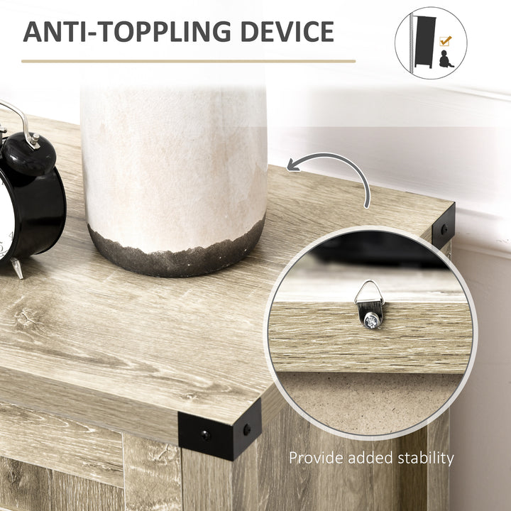 HOMCOM Farmhouse Kitchen Storage Cabinet, Sideboard Buffet Cabinet with 2 Rustic Barn Doors and Drawer, Oak