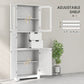 HOMCOM Tall Bathroom Storage Cabinet, Floor Bathroom Cabinet with Adjustable Shelves, for Kitchen, Living Room, White