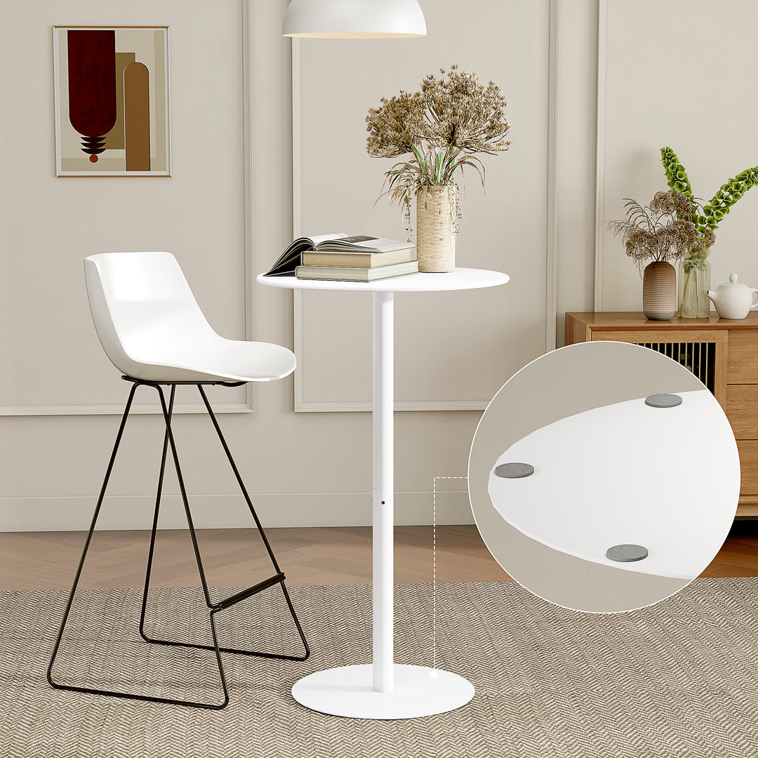 HOMCOM Round Bar Table for 2, Modern Pub Table with Steel Frame, Easy Assembly for Small Space Home Bar Cocktail Bistro, White