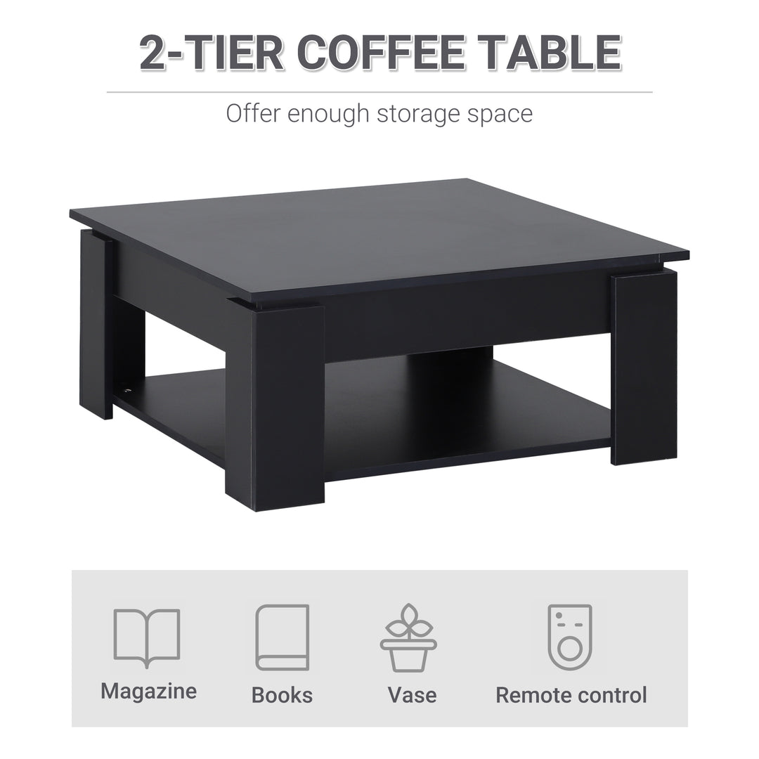 HOMCOM Modern Coffee Table with Storage Shelf, Square  Cocktail Table, Center Table for Living Room, Grey