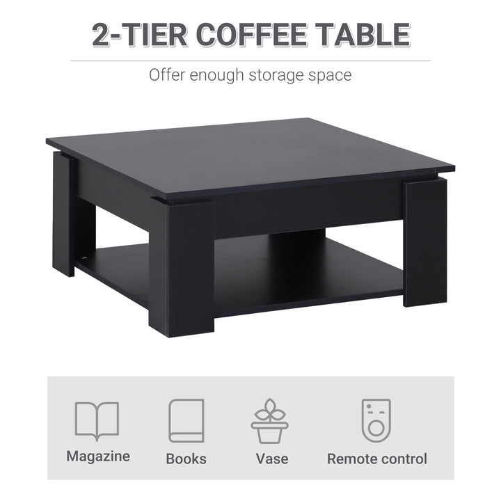 HOMCOM Modern Coffee Table with Storage Shelf, Square  Cocktail Table, Center Table for Living Room, Grey