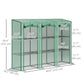 Outsunny Lean-to Greenhouse with 3 Tier Shelves, Mini Greenhouse with 3 Roll-Up Doors for Indoor Outdoor, Green