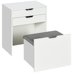 HOMCOM Vanity Set with Flip Top Mirror, Makeup Vanity Desk with Stool, Dressing Table with Drawer and 7 Compartments, White