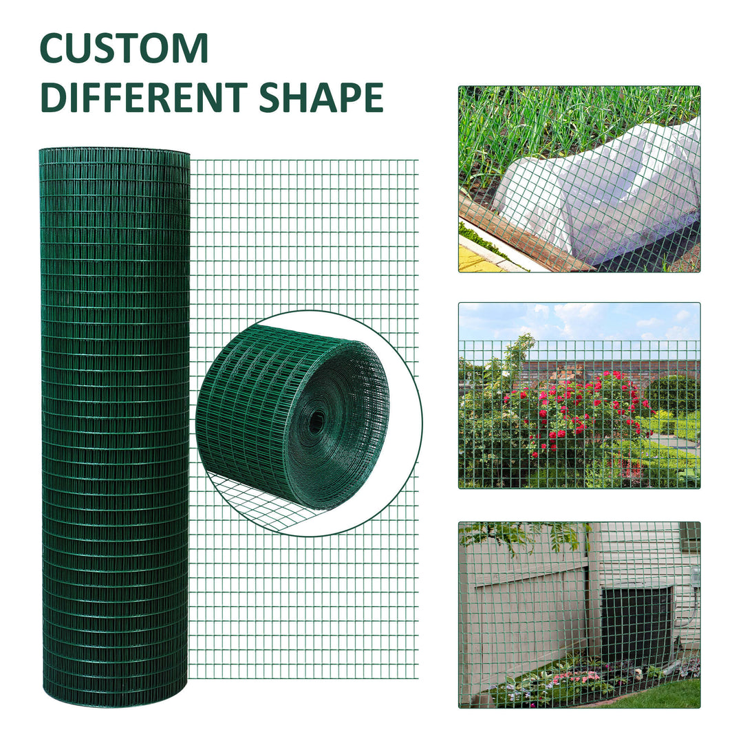 PawHut Chicken Wire Fencing 98' x 3', 1" x 0.5" Rectangle Chicken Wire for Crafts Garden Poultry, Metal Hardware Cloth Netting for Chicken Coops, Rabbit Cage, Dark Green