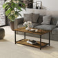 HOMCOM Industrial Coffee Table with Storage Shelf, 2-tier Center Table for Living Room, Rustic Brown