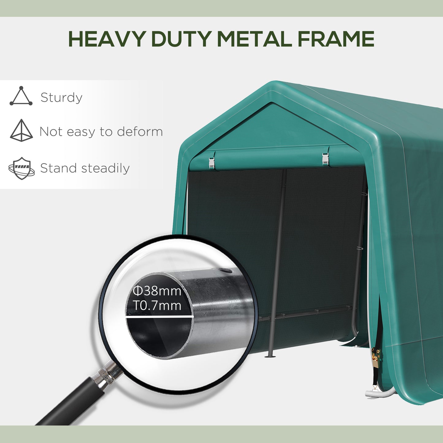 Outsunny 7.9' x 6.6' Garden Storage Tent, Patio Storage Shelter w/ Metal Frame and Double Zipper Doors, Dark Grey