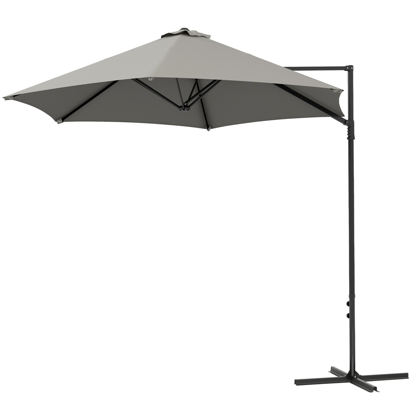 Outsunny 8.5FT Outdoor Cantilever Roma Parasol with 360Â° Rotation and Cross Base, Offset Patio Umbrella for Garden, Dark Grey