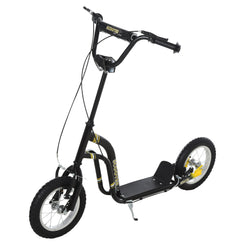 Aosom Dual Brakes Kick Scooter 12-Inch Inflatable Front Wheel Ride On Toy for Age 5+, Black