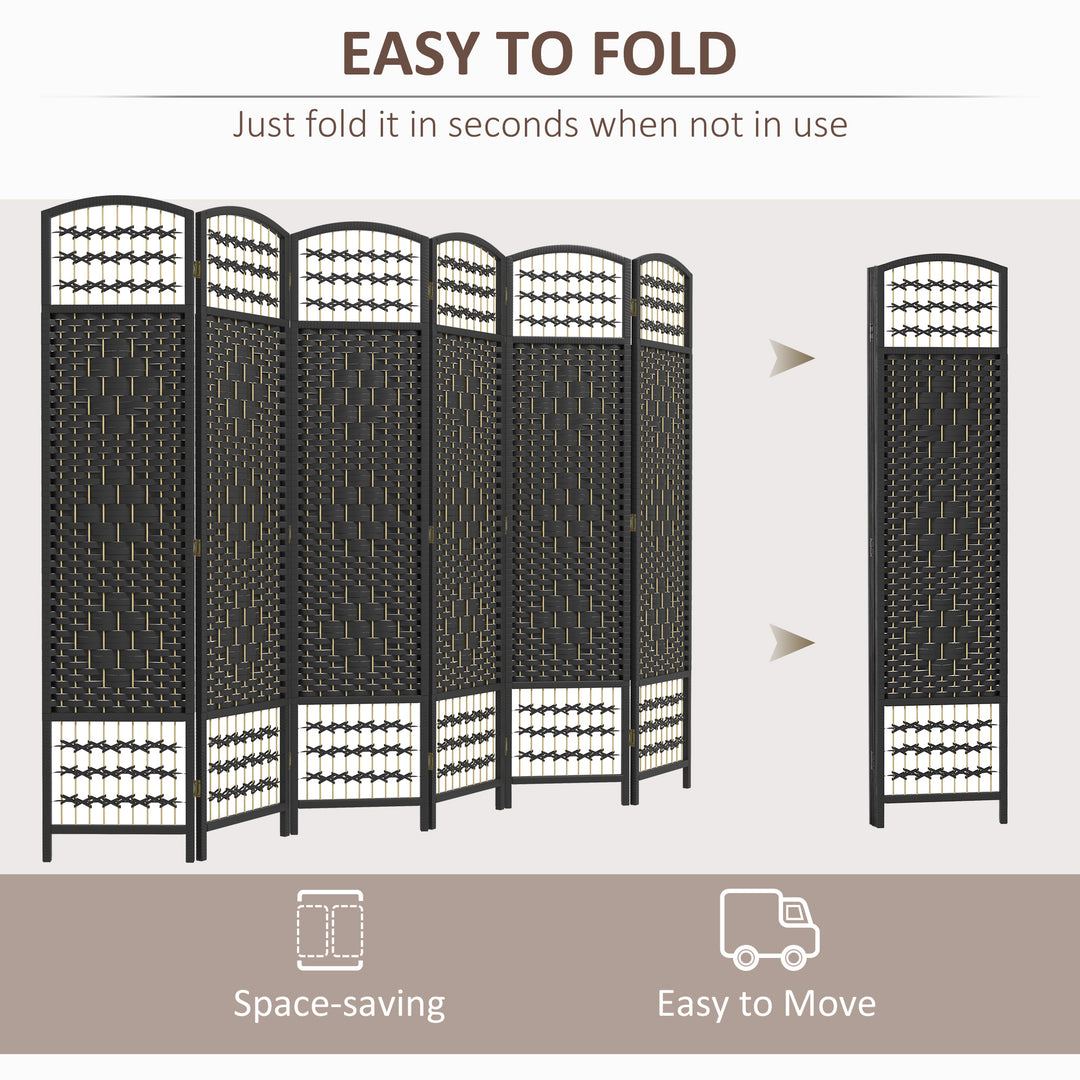 HOMCOM 6 Panel Folding Room Divider, Portable Privacy Screen, Wave Fiber Room Partition for Home Office, White