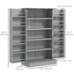 HOMCOM 41" Storage Cabinet, 2-Door Kitchen Pantry Cabinet with 5-tier Shelving, 12 Spice Racks and Adjustable Shelves, Grey