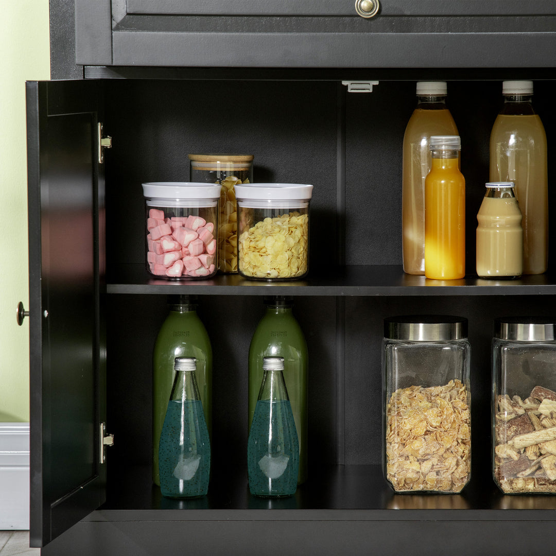 HOMCOM Modern Sideboard Cabinet, Buffet Cabinet with 2 Drawers and Adjustable Shelves, Buffets Tables for Dining Room, Black