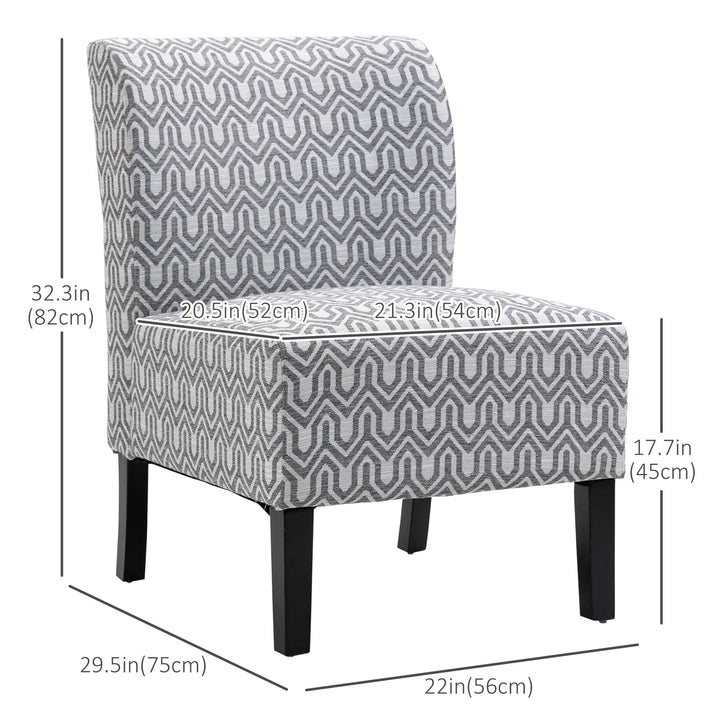 HOMCOM Armless Accent Chair for Bedroom, Upholstered Slipper Side Chair for Living Room with Wood Legs, Grey