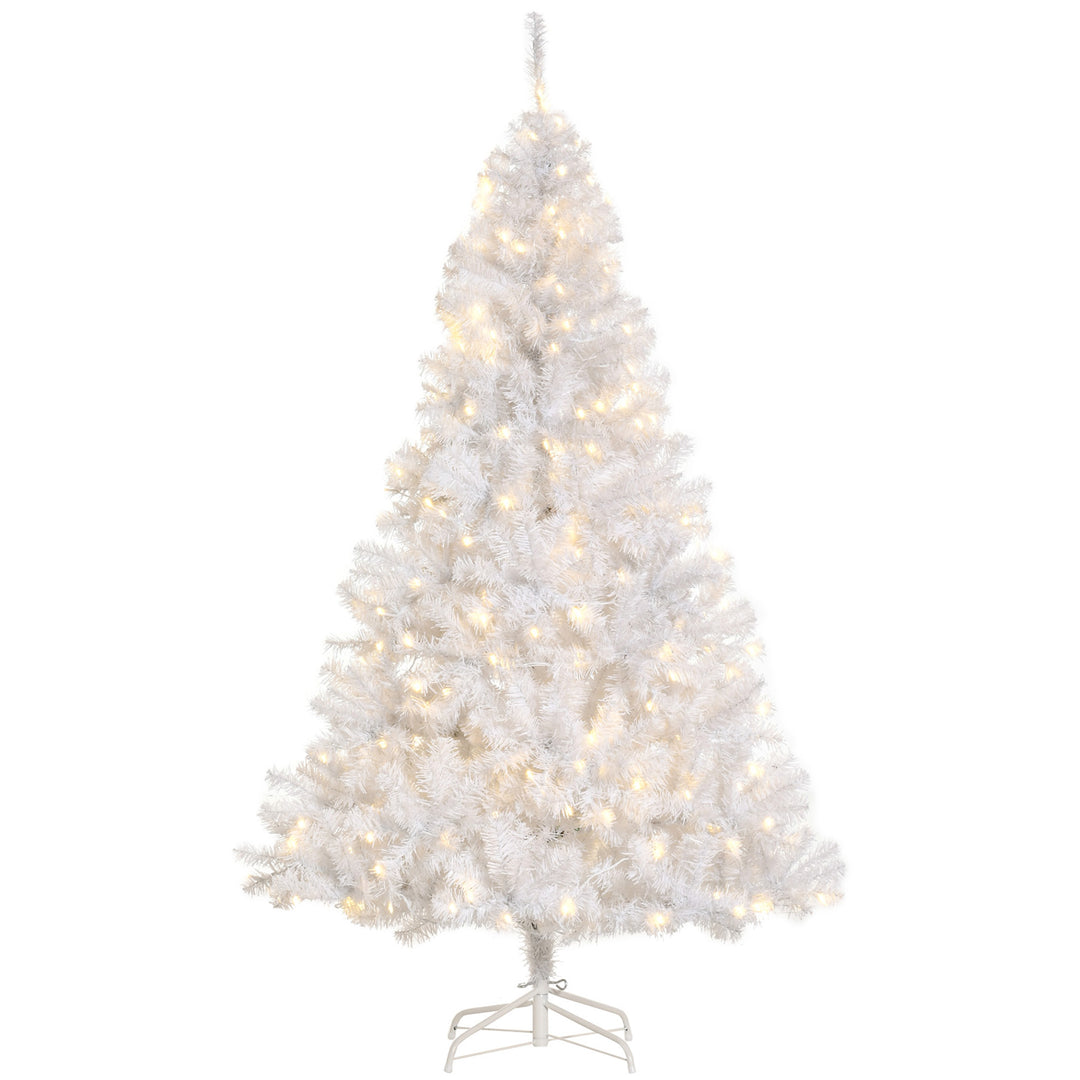 HOMCOM 6FT Prelit Artificial Christmas Tree Warm White LED Light Holiday Home Xmas Decoration with Automatic Open, White