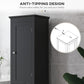 kleankin Tall Bathroom Cabinet, Freestanding Storage Organizer with Adjustable Shelves and Cupboards, 15" x 13" x 63", White