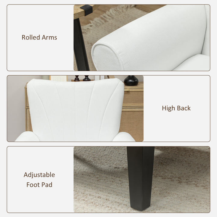 HOMCOM Fabric Armchair, Modern Accent Chair with Wood Legs for Living Room, Bedroom, Home Office, Cream White