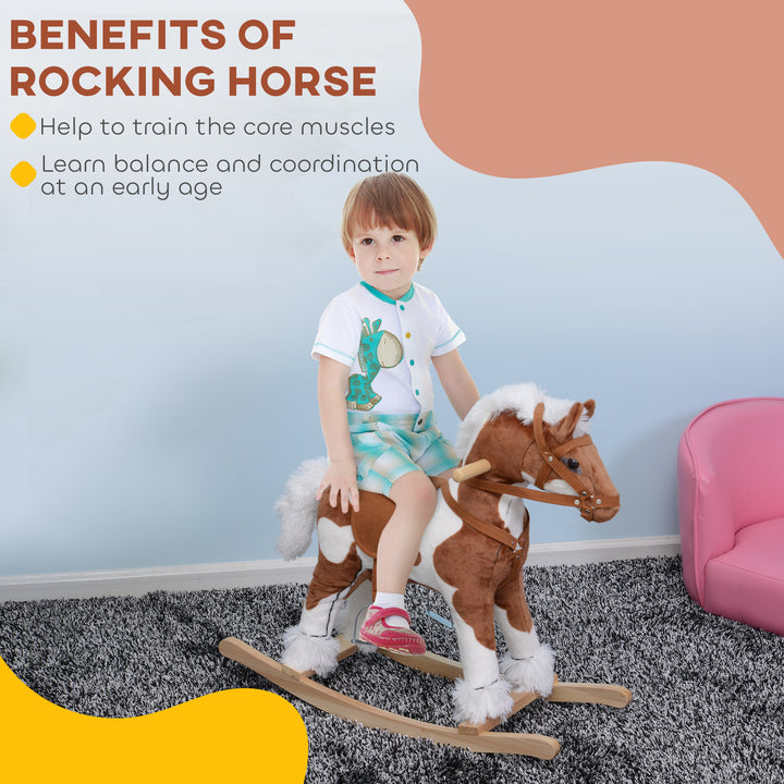 Qaba Kids Rocking Horse Ride on Toy for Toddler 3 year old with Nursery Rhyme Music and Light