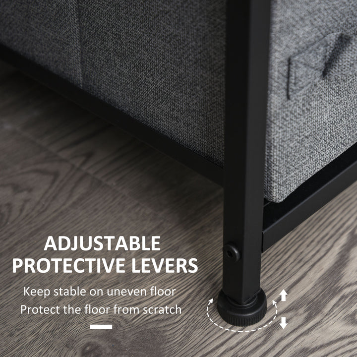 HOMCOM Dresser for Bedroom with 7 Drawers, Chest of Drawers with Metal Frame, Fabric Dresser for Living Room, Dark Grey