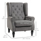 HOMCOM Fabric Accent Chair, Button Tufted Armchair, Upholstered Modern Living Room Chair, Wingback Chair with Wood Legs, Rolled Arms, Thick Padding for Bedroom, White