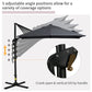 Outsunny 8'x8' Square Patio Hanging Offset Umbrella, Outdoor Cantilever Parasol w/ Cross Base, Cream White