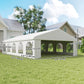 Outsunny 32'x16' Large Patio Gazebo, Steel Party Event Wedding Tent Canopy Carport Garage W/ 4 Removable Sidewalls for Outdoor Parking, White