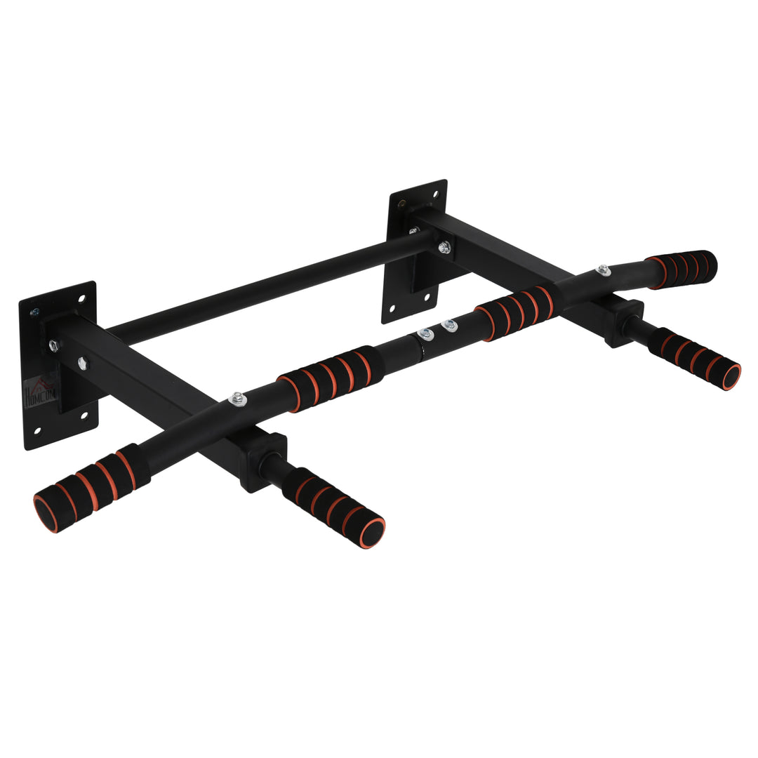 Soozier Pull Up Bar Wall Mount Chin Up Bar, Upper Body Strength Training Station with Non-Slip Foam for Home Gym, Black