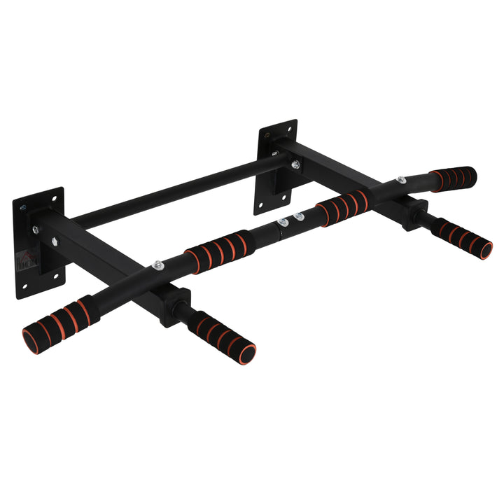 Soozier Pull Up Bar Wall Mount Chin Up Bar, Upper Body Strength Training Station with Non-Slip Foam for Home Gym, Black