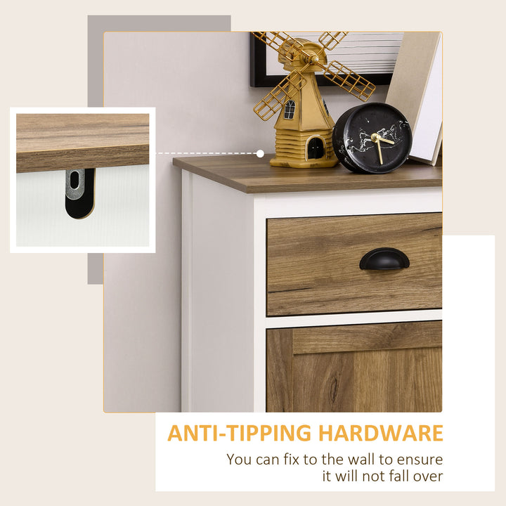 HOMCOM Farmhouse Sideboard, Storage Cabinet with Drawer and 2 Doors for Kitchen, Living room, Distressed Wood Grain