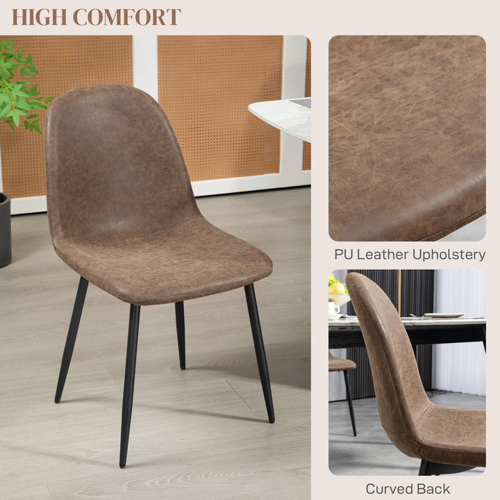 HOMCOM Retro Dining Table Chairs Set of 4, PU Leather Upholstered Kitchen Table Chairs for Living Room, Bedroom