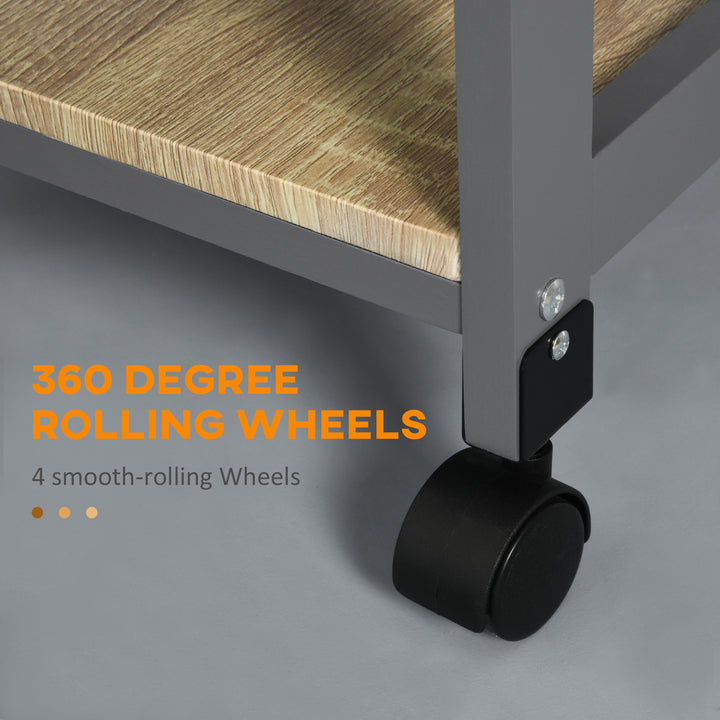 HOMCOM Rolling Kitchen Island Cart, Mobile Utility Storage Cart with Drawer, Wire Storage Basket, Removable Tray, Grey