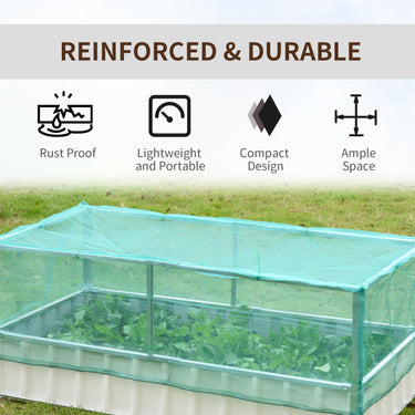 Outsunny Raised Garden Bed, 5.7 x 3 x 2.3ft Steel Planter Box Outdoor with Cover, Gloves for Growing Vegetables, Flowers, Herbs, Green