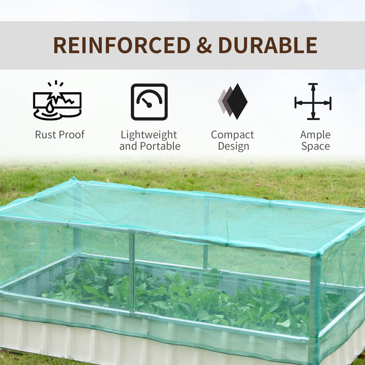 Outsunny Raised Garden Bed, 5.7 x 3 x 2.3ft Steel Planter Box Outdoor with Cover, Gloves for Growing Vegetables, Flowers, Herbs, Green