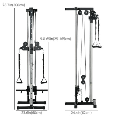 Soozier Wall Mount Cable Station, 15 Positions Adjustable Dual Pulley Machine Cable Crossover Machine for Home Gym