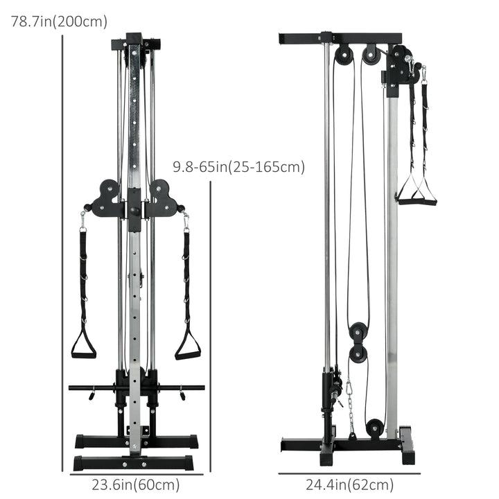 Soozier Wall Mount Cable Station, 15 Positions Adjustable Dual Pulley Machine Cable Crossover Machine for Home Gym