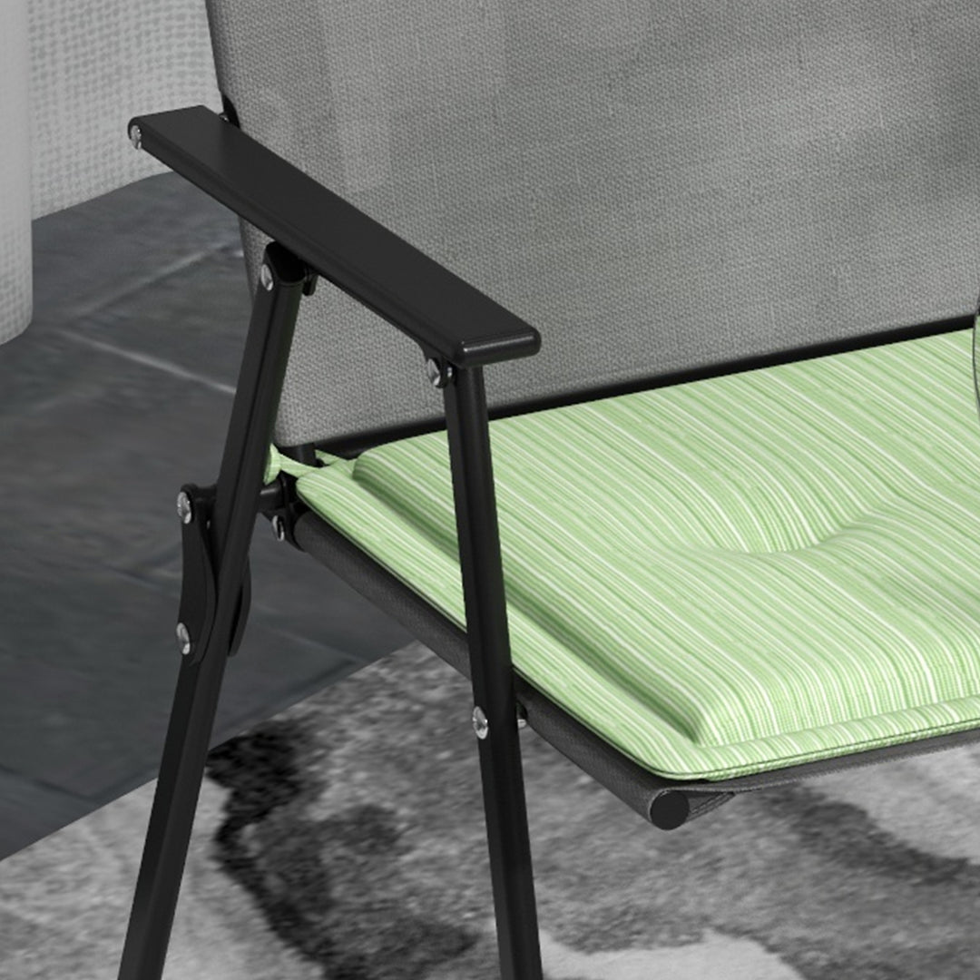 Outsunny 2-Piece Seat Cushion Replacement, Outdoor Patio Chair Cushions Set with Ties, Button Tufted, Green